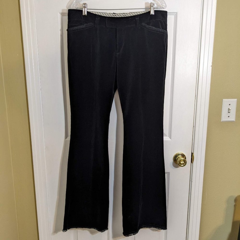 Joie Black 100% Cotton Velvet Flare Pants w/Raw Hem & Pocket Details - size 12